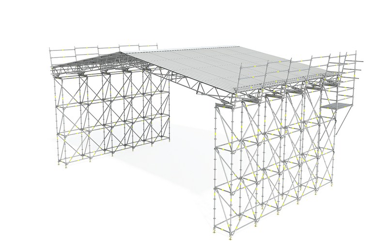 Andamio de protección BRIO para cubiertas temporales.